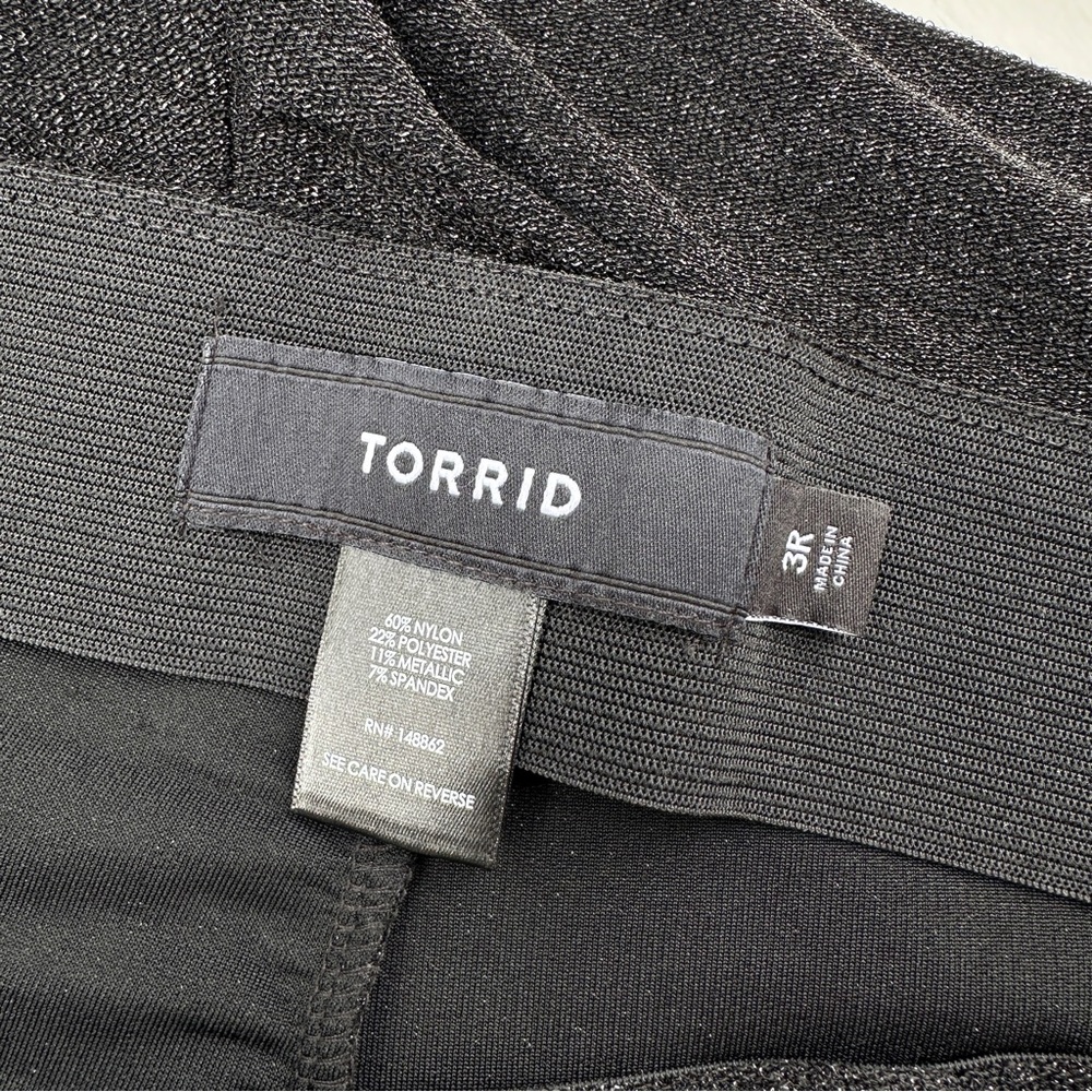 Torrid Pull On Flare Stretch Lurex Black Metallic Pants Size 3X - Picture 3 of 6